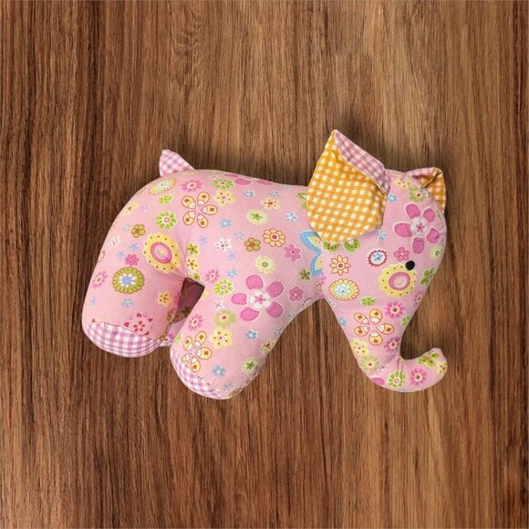 Trend Lab Pink Elephant Plush Toy Adorable & Soft Floral Print Stuffed Animal - Picture 1 of 8